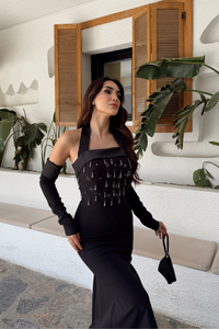 Tak Çıkar Kol Detay Önü Boncuklu Abiye 1173