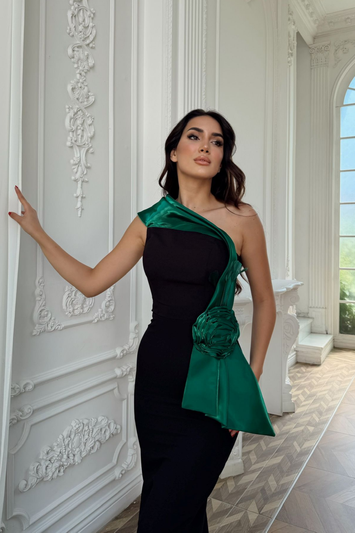 Gül Aksesuar Detay Tek Omuz Abiye 1126