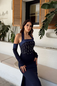 Tak Çıkar Kol Detay Önü Boncuklu Abiye 1173