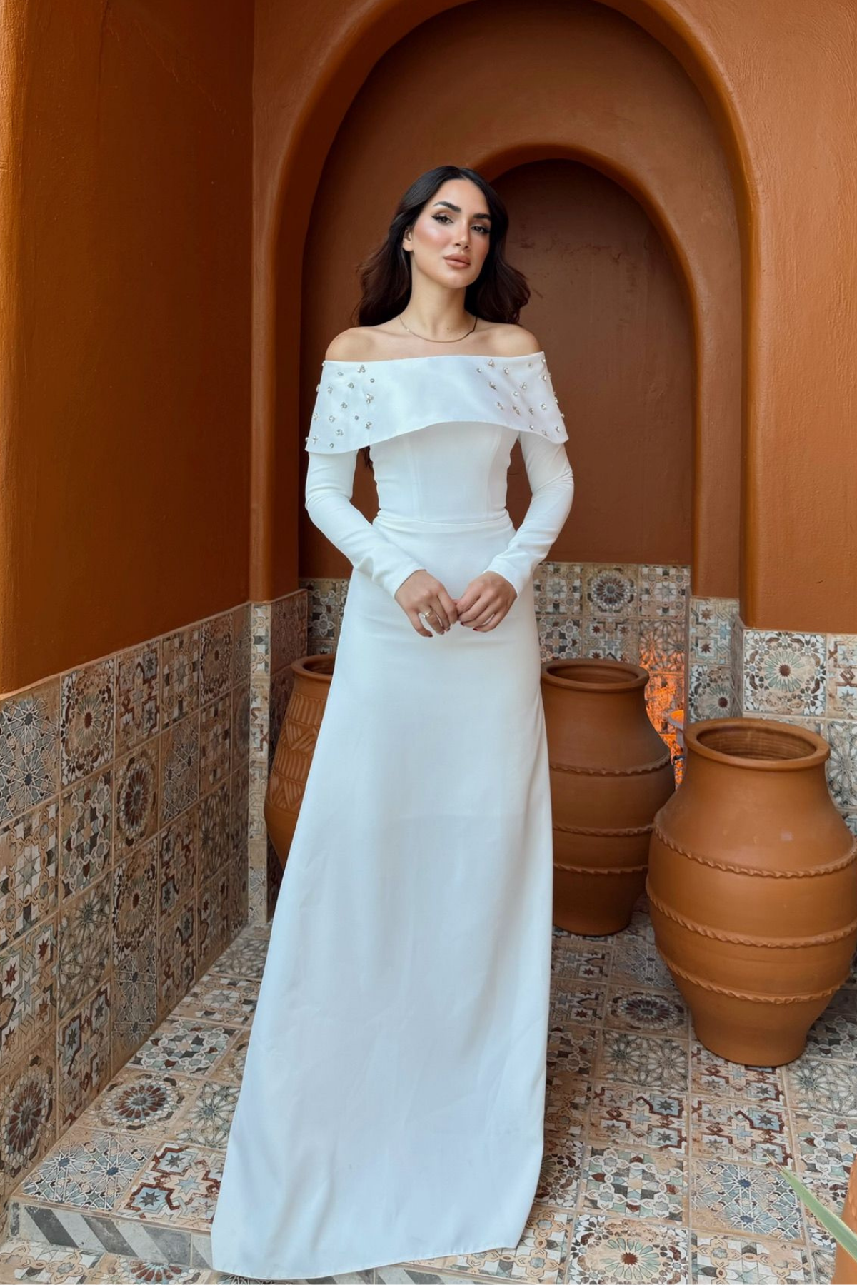 Göğüs Taş İşleme Madonna Yaka Abiye 1149