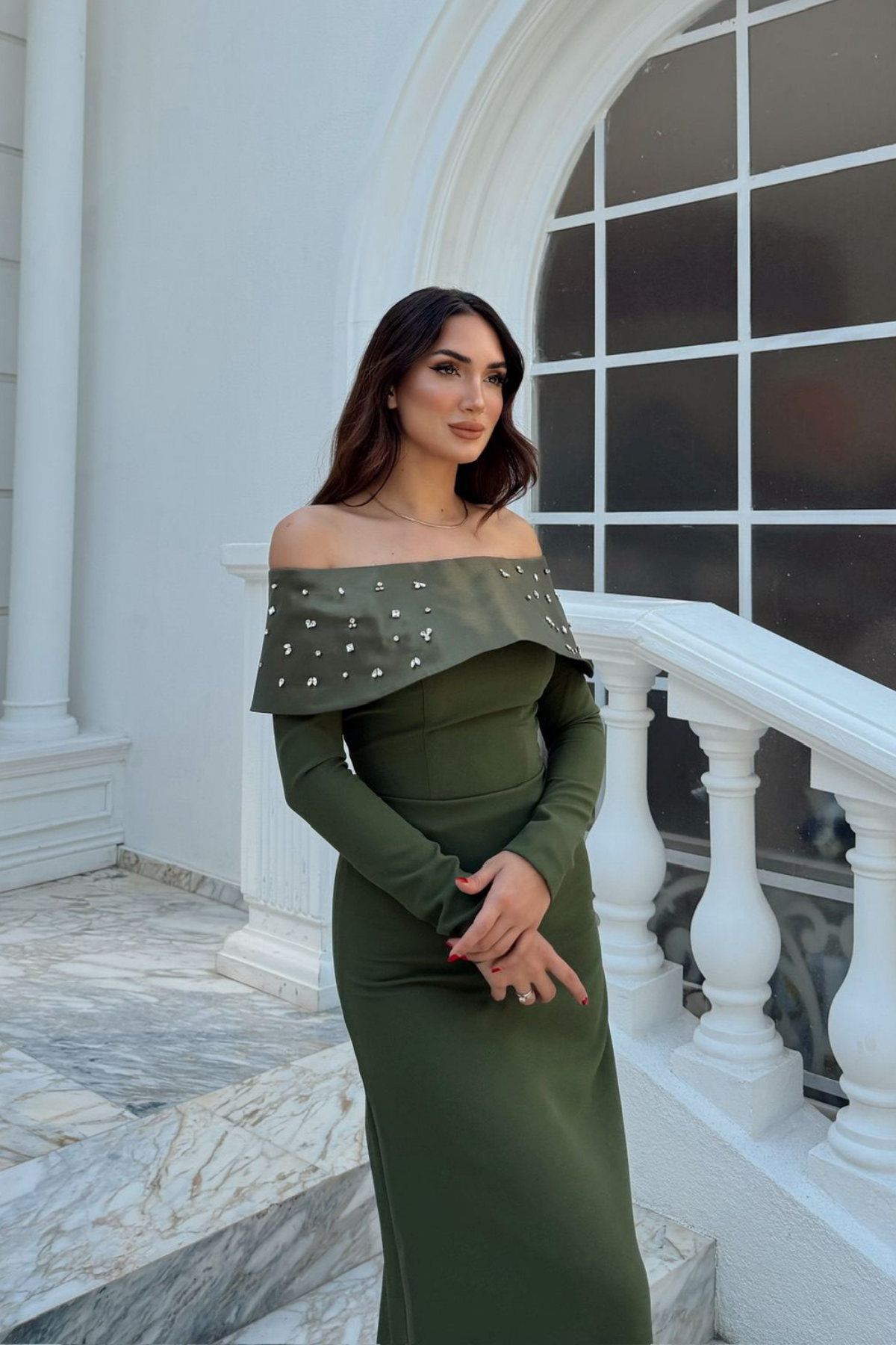Göğüs Taş İşleme Madonna Yaka Abiye 1149