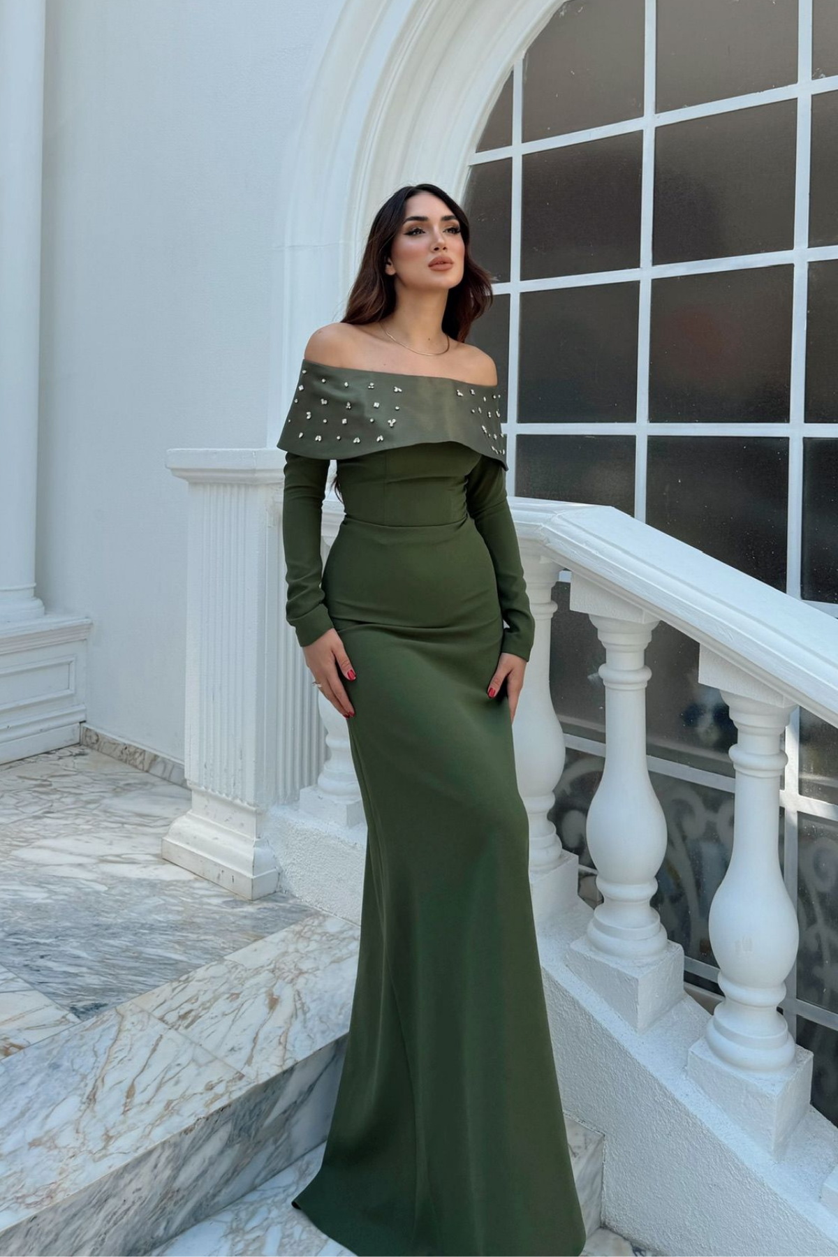 Göğüs Taş İşleme Madonna Yaka Abiye 1149