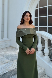 Göğüs Taş İşleme Madonna Yaka Abiye 1149