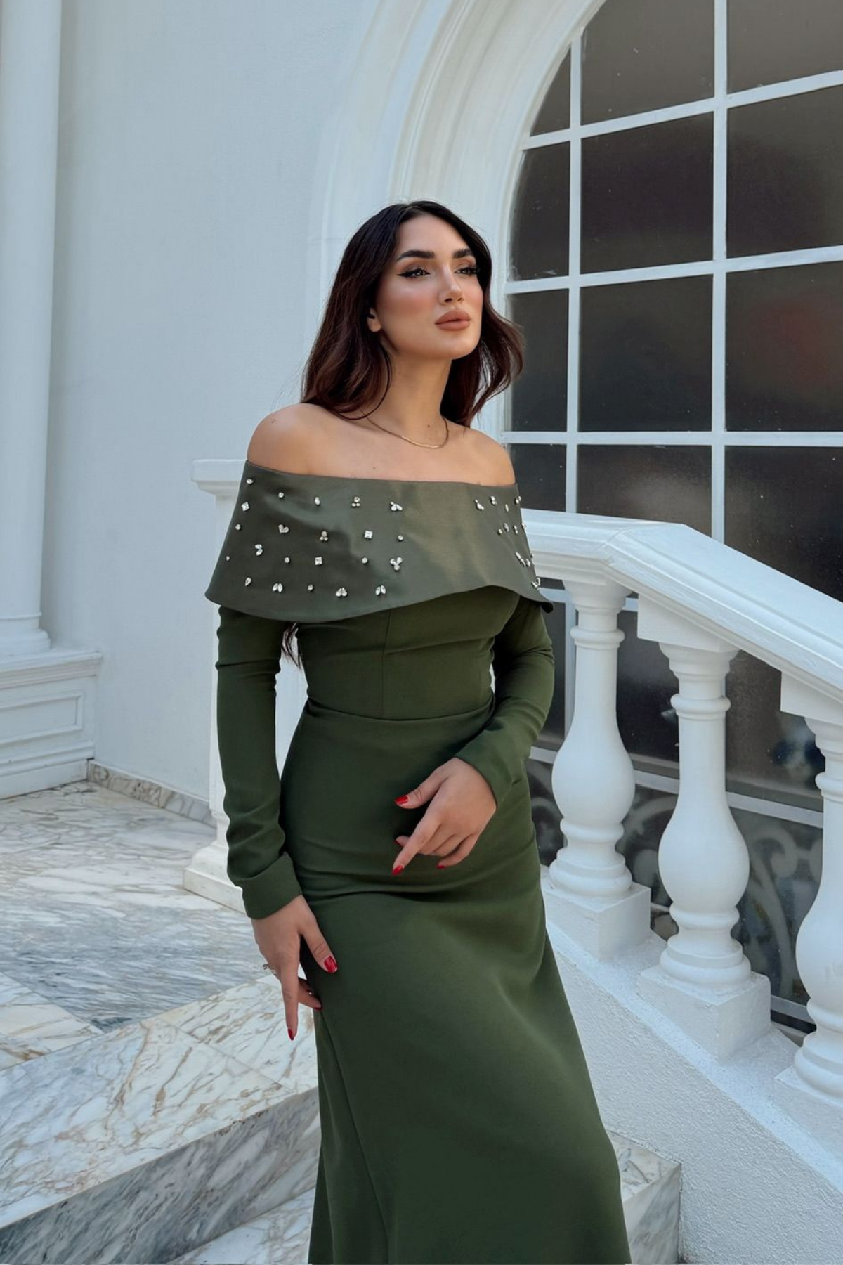 Göğüs Taş İşleme Madonna Yaka Abiye 1149