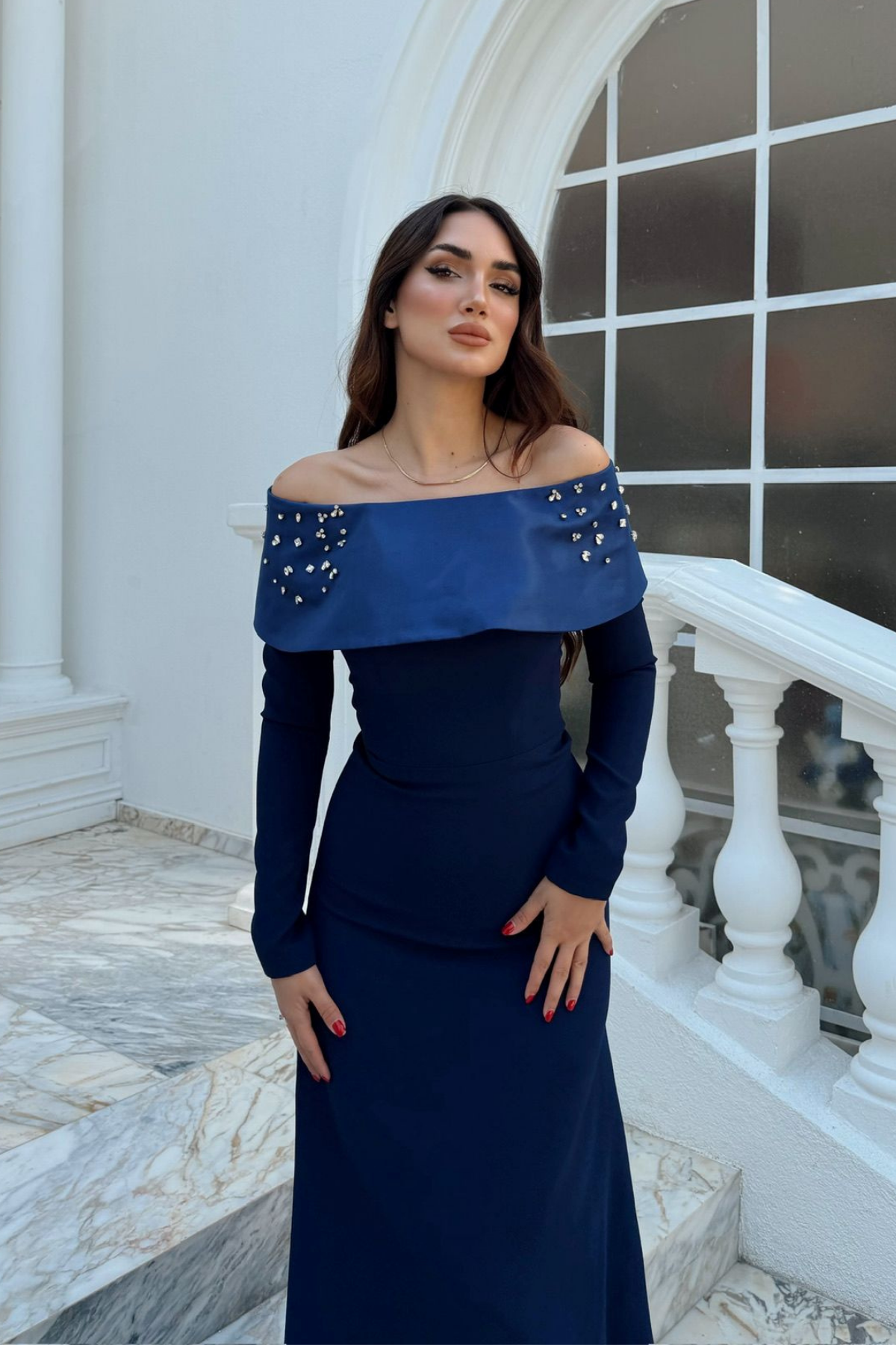 Göğüs Taş İşleme Madonna Yaka Abiye 1149