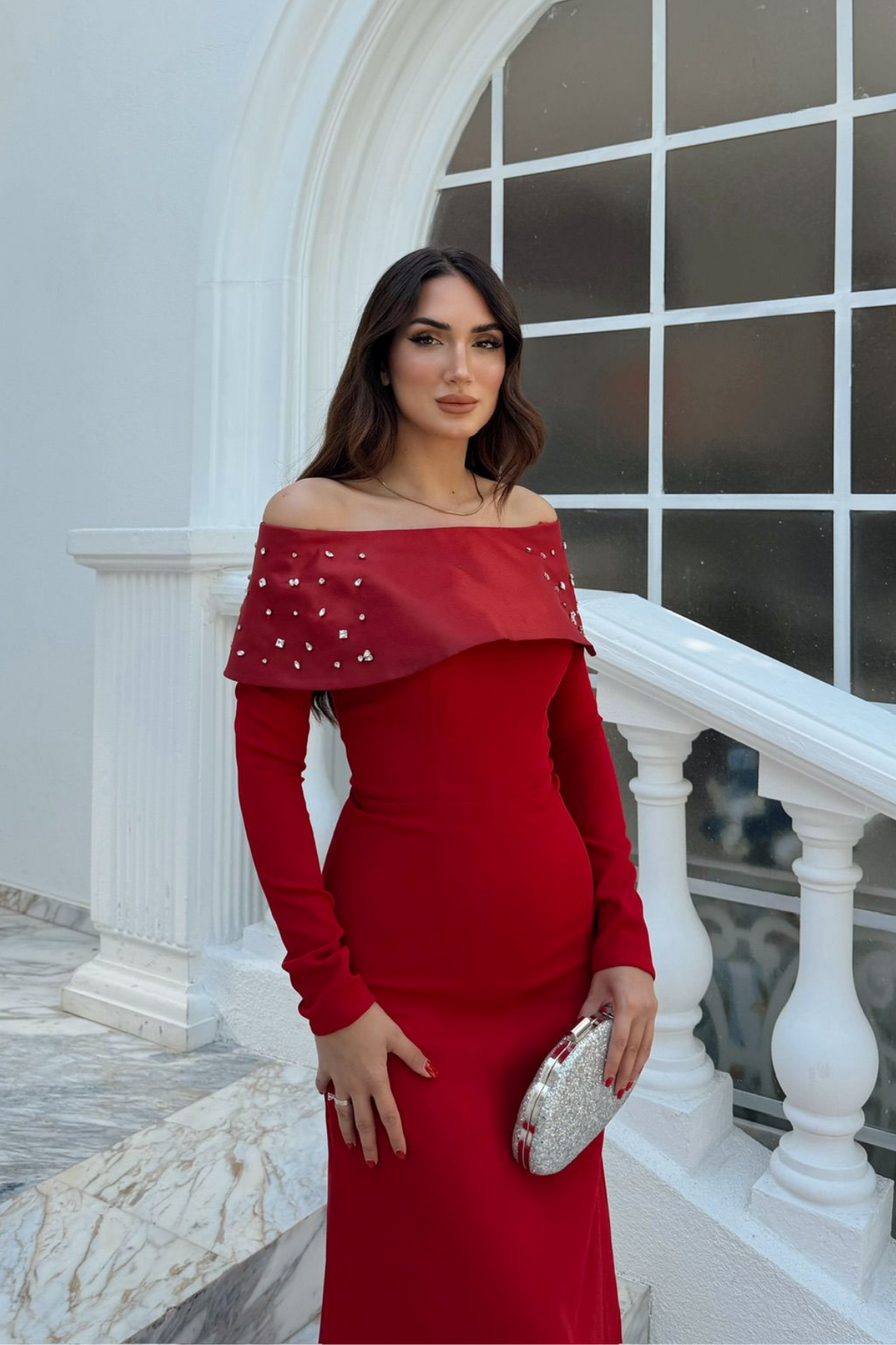 Göğüs Taş İşleme Madonna Yaka Abiye 1149