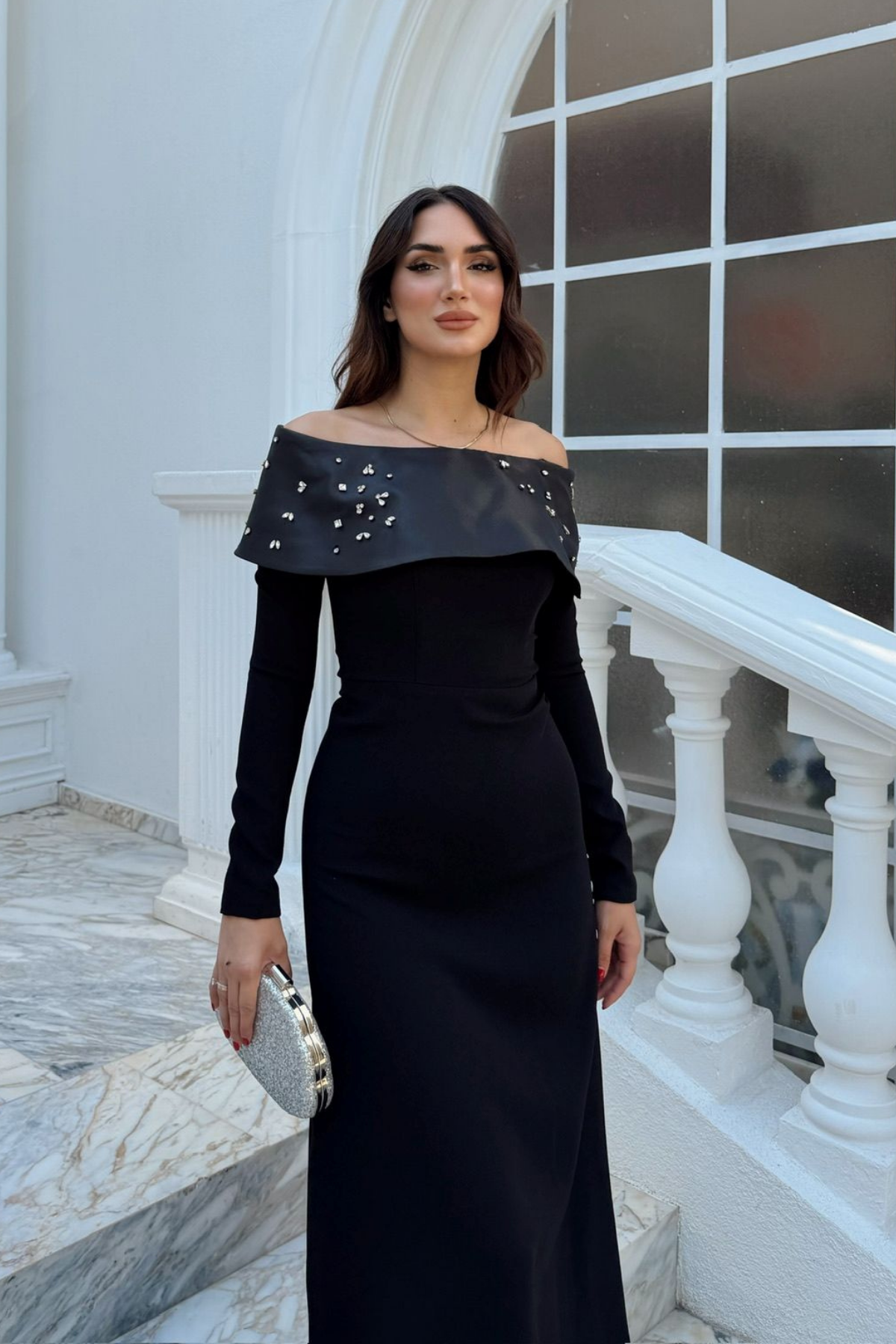 Göğüs Taş İşleme Madonna Yaka Abiye 1149
