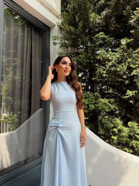 Güneş Kolsuz Düğüm Detay Midi Elbise 2245