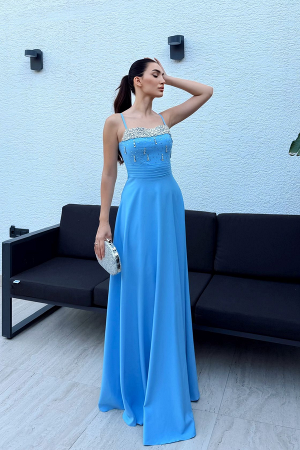 Nayla İp Askılı Taşlı Abiye 306