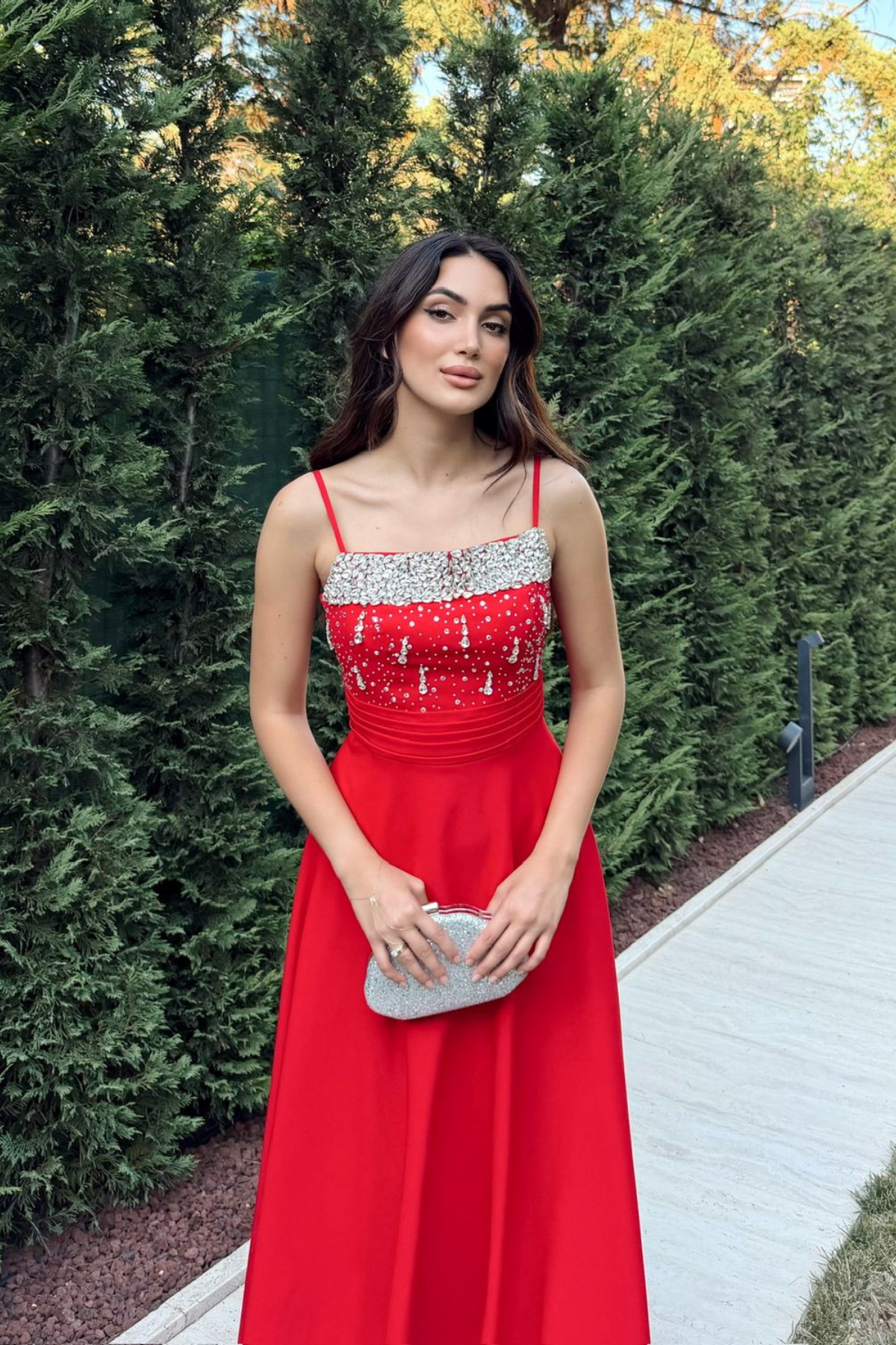 Nayla İp Askılı Taşlı Abiye 306