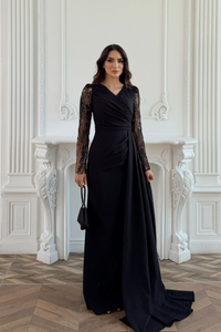 Kolları Tül İşleme Detay V Yaka Abiye 303