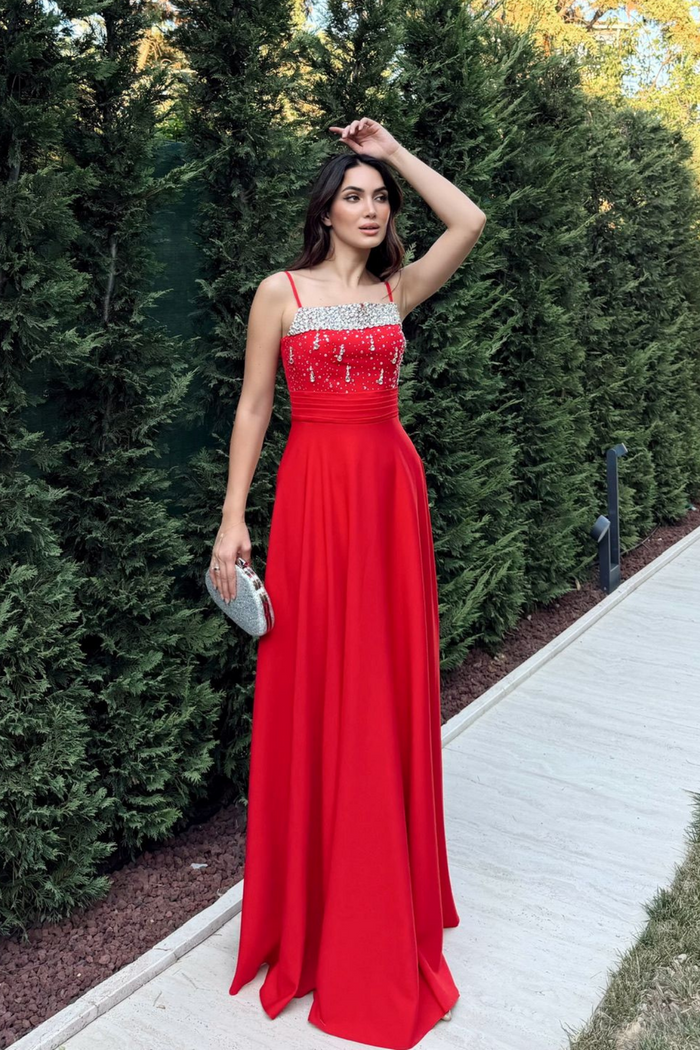 Nayla İp Askılı Taşlı Abiye 306
