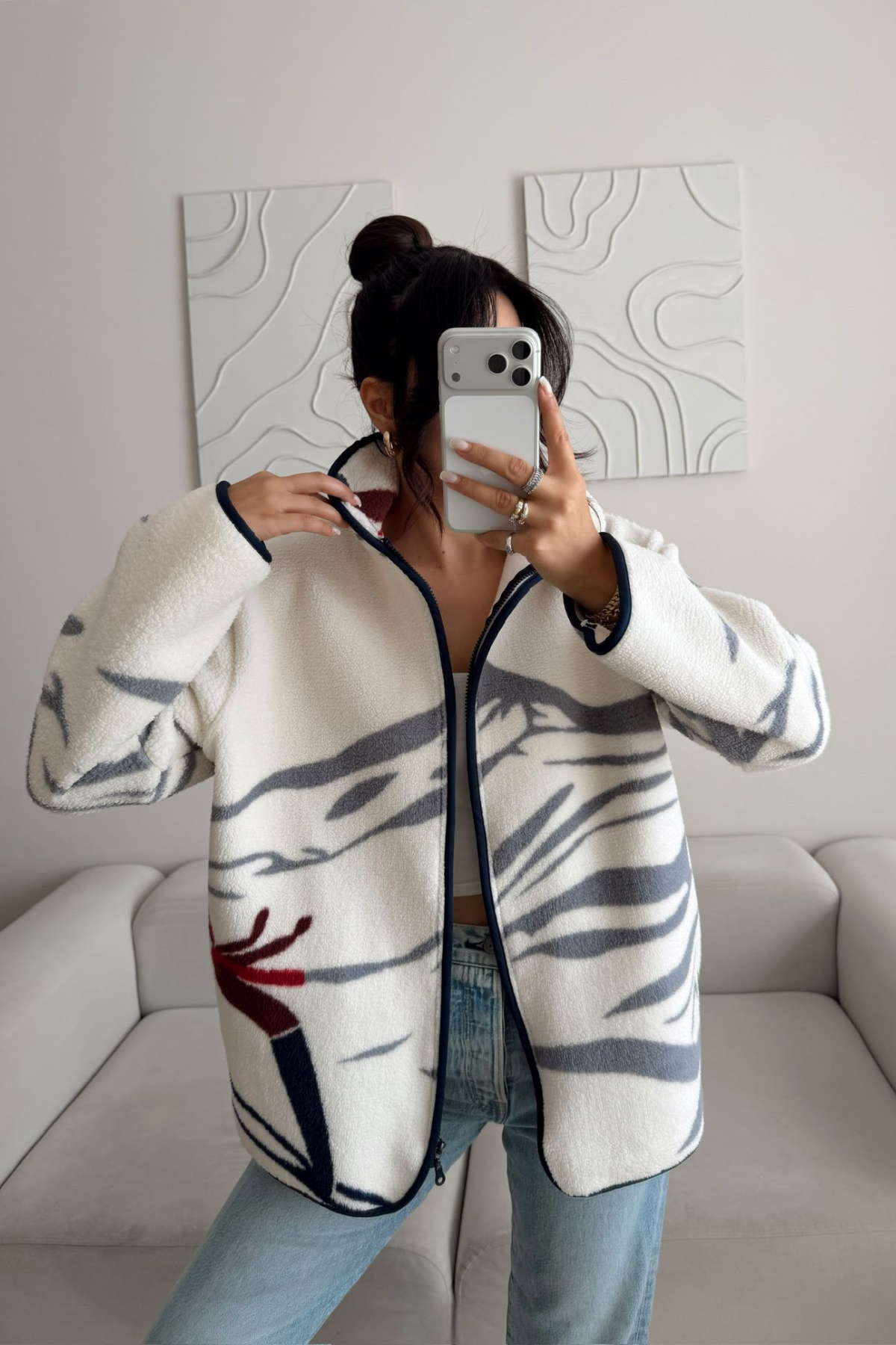 Peluş Fermuar Detay Ceket 12485