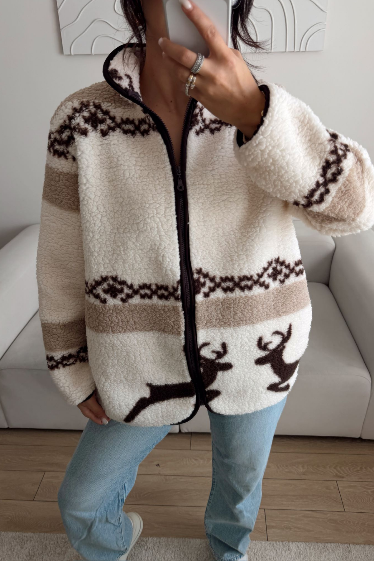Peluş Fermuar Detay Ceket 12485