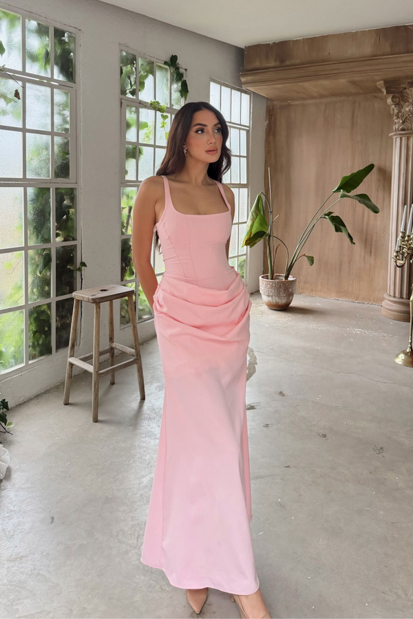 Elinda Askılı Sırt Bağcık Detay Midi Elbise 221813