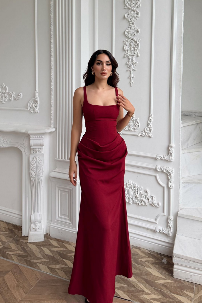 Elinda Askılı Sırt Bağcık Detay Midi Elbise 221813