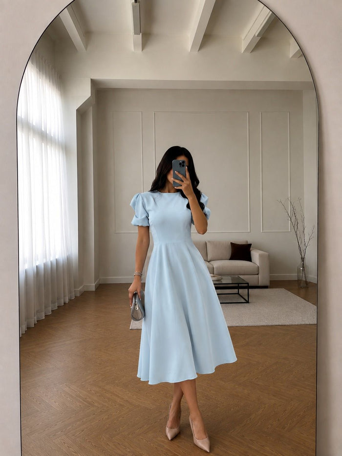 Berra Karpuz Kol Midi Elbise 2249