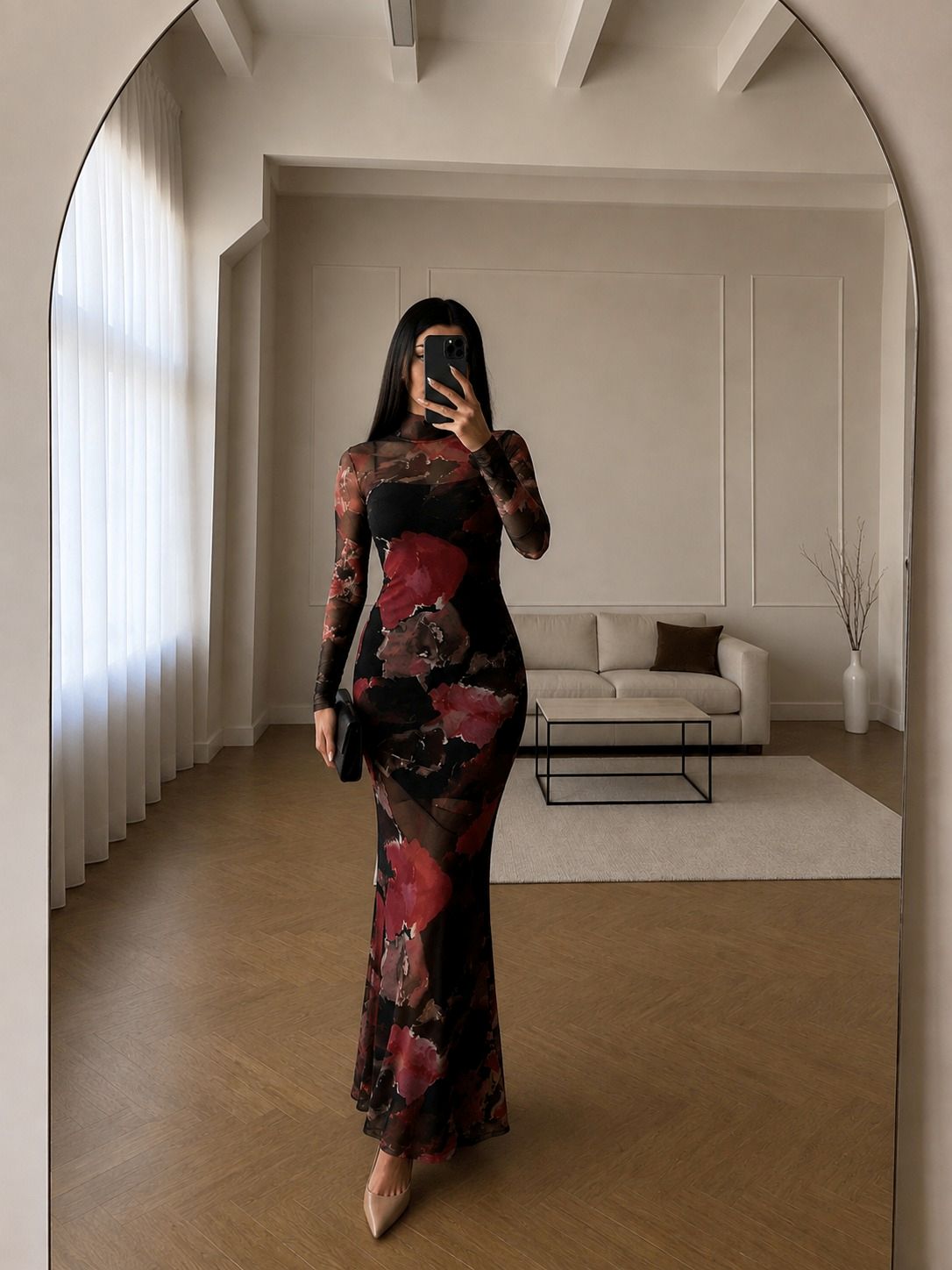 Hannah Baskılı Tül Elbise 56634