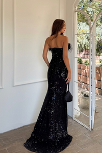 Açelya Payetli Otrişli Abiye 583286 SİYAH