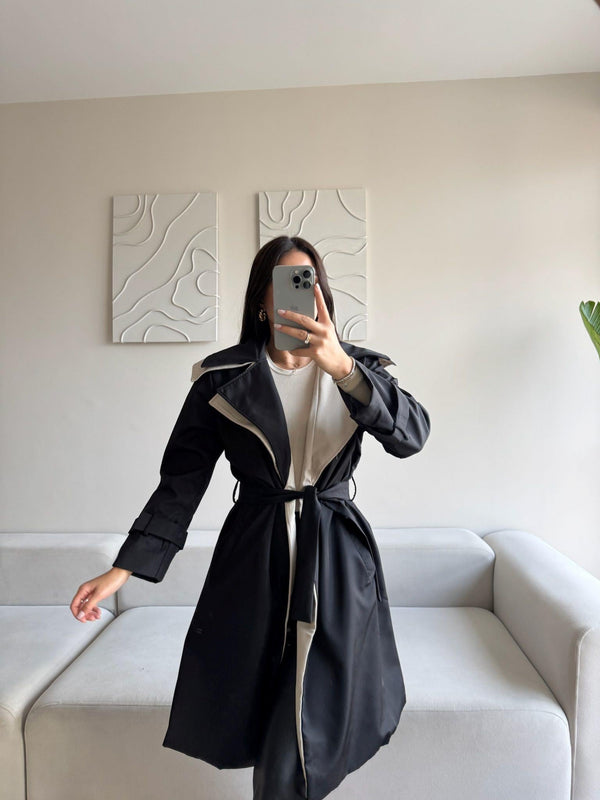 Adonis Oversize Cep Detaylı Trençkot 3526 SİYAH
