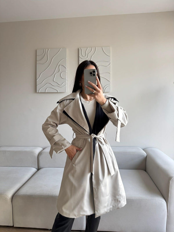 Adonis Oversize Cep Detaylı Trençkot 3526 BEJ