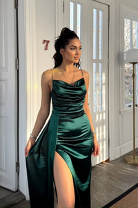 Allyso Degaje Yaka Yırtmaçlı Abiye 582243 ZÜMRÜT