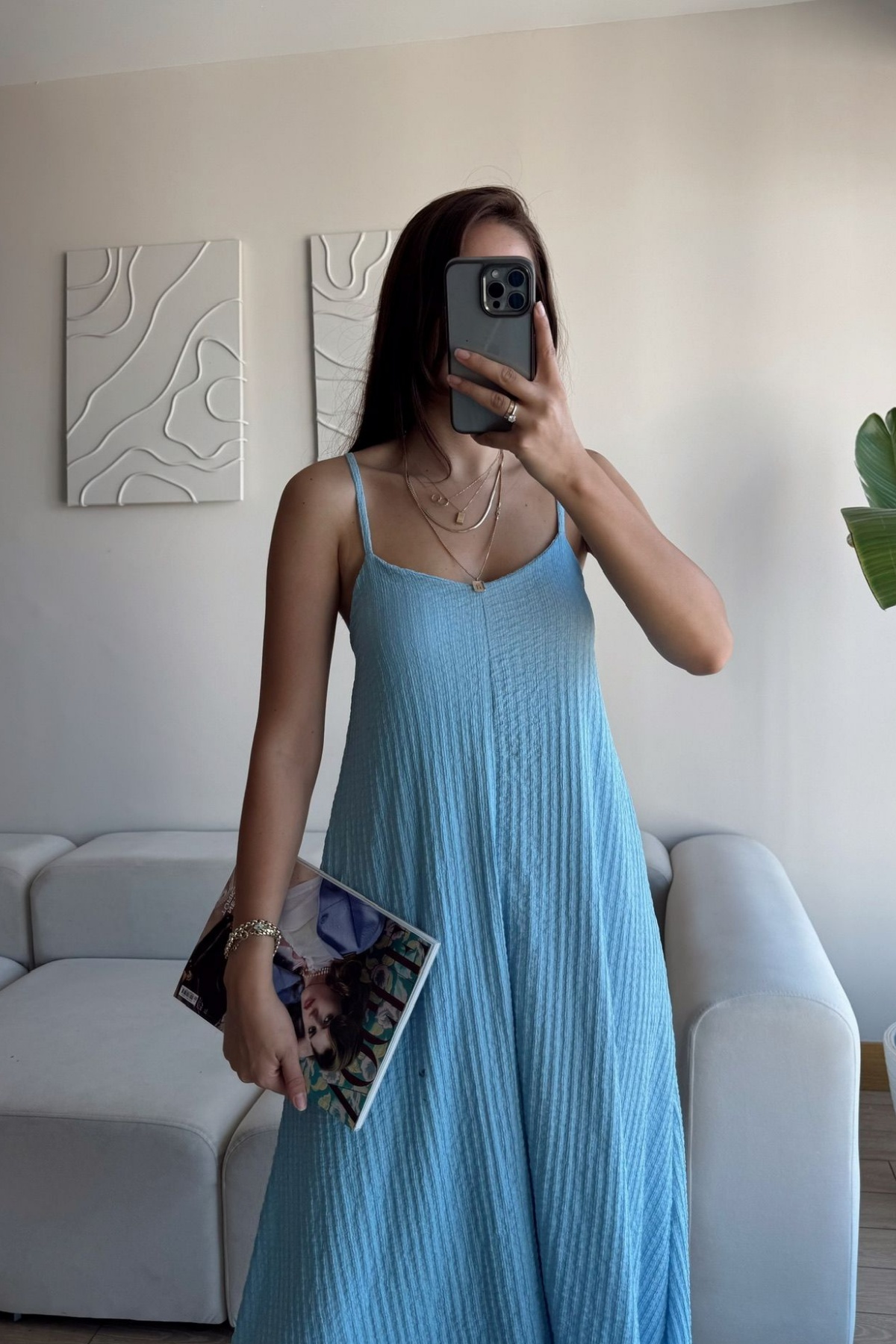 Anna İp Askılı Bubble Elbise 13828 BEBE MAVİSİ