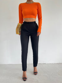 Arka Lastikli Yün Efekt Pantolon 22413 SİYAH xx m1