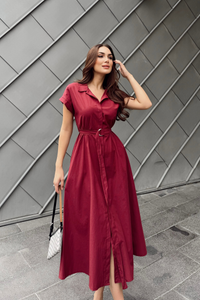 Artemis Kemerli Midi Boy Elbise 2365 BORDO