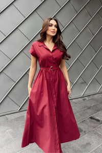 Artemis Kemerli Midi Boy Elbise 2365 BORDO