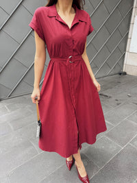 Artemis Kemerli Midi Boy Elbise 2365 BORDO