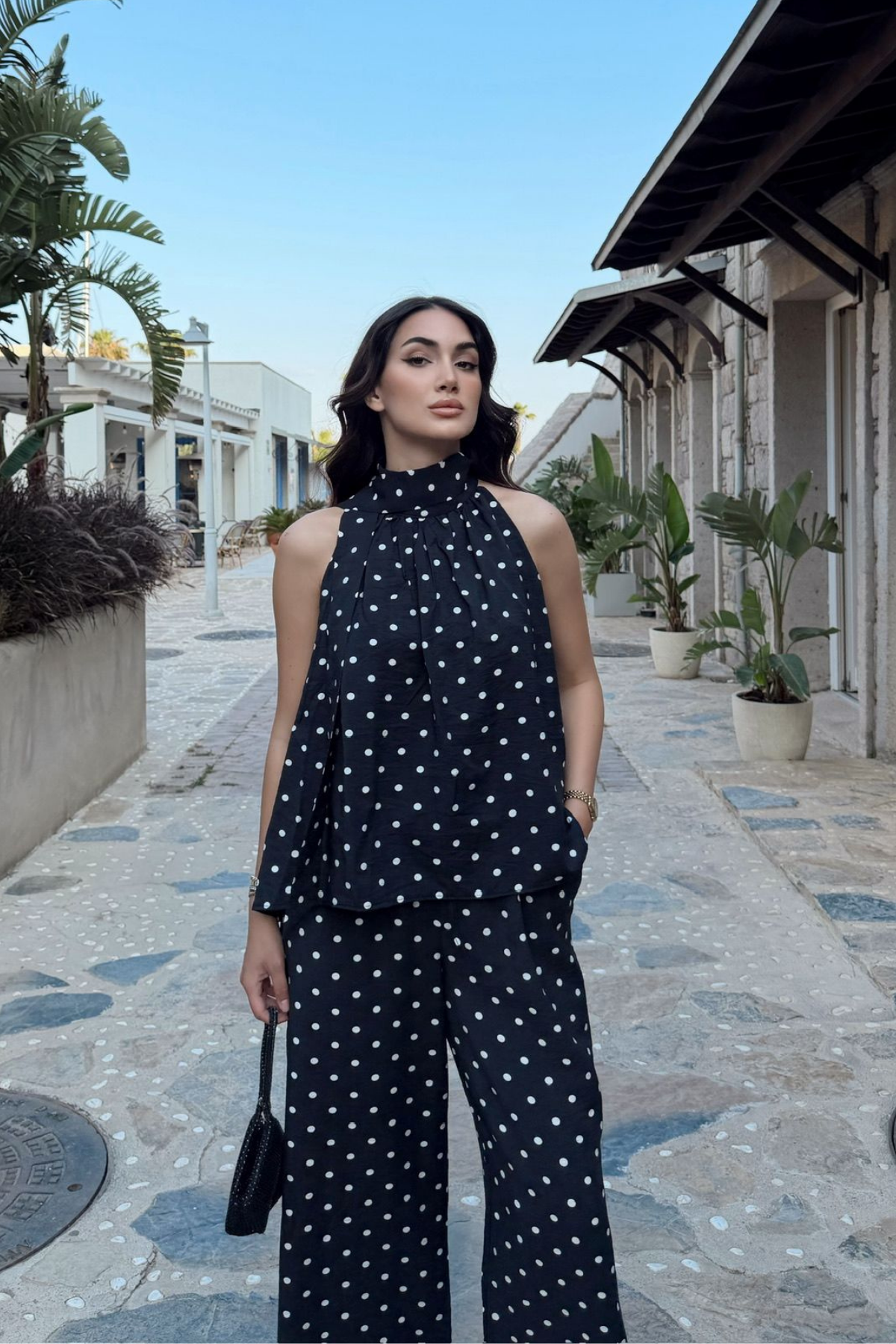 Asen Halter Yaka Puantiye Detay İkili Takım 1574 SİYAH