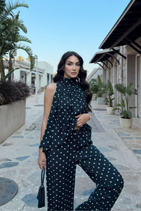Asen Halter Yaka Puantiye Detay İkili Takım 1574 SİYAH