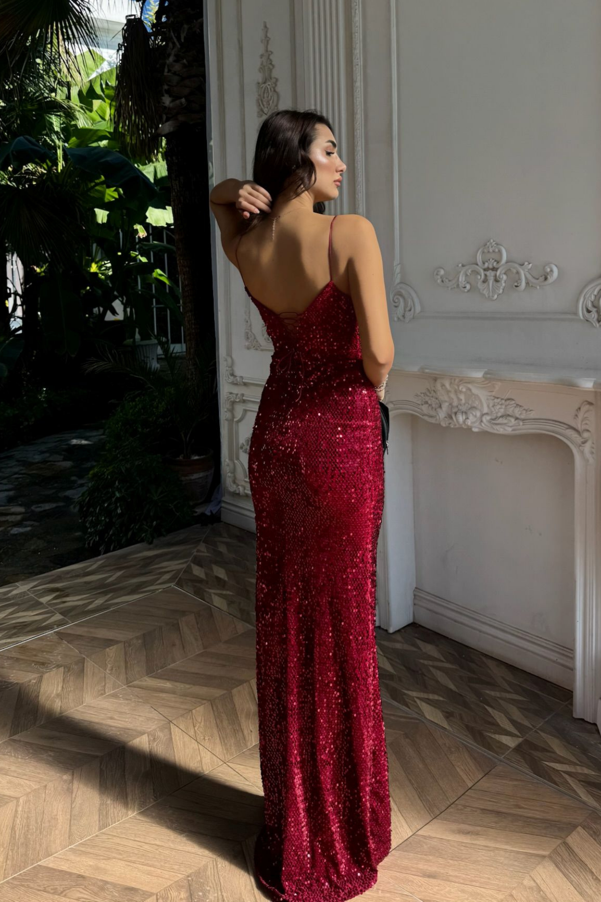 Asya Yırtmaçlı Payet Abiye 583293 BORDO