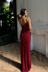 Asya Yırtmaçlı Payet Abiye 583293 BORDO