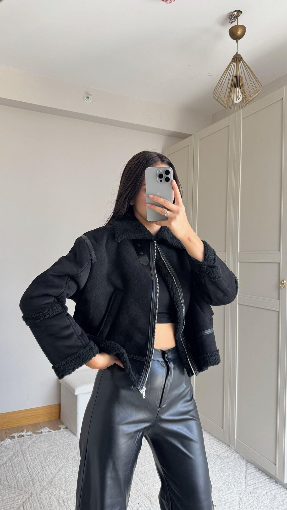 Bellina Peluş Kaplama Kaban 6529 SİYAH
