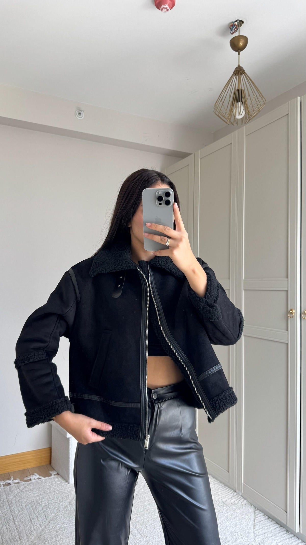 Bellina Peluş Kaplama Kaban 6529 SİYAH