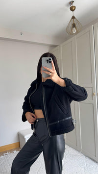 Bellina Peluş Kaplama Kaban 6529 SİYAH
