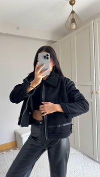 Bellina Peluş Kaplama Kaban 6529 SİYAH
