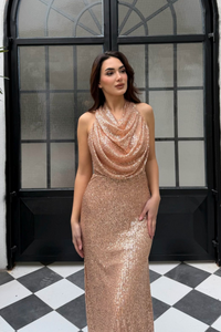 Berrak Payet İşleme Degaje Yaka Abiye 1089 GOLD