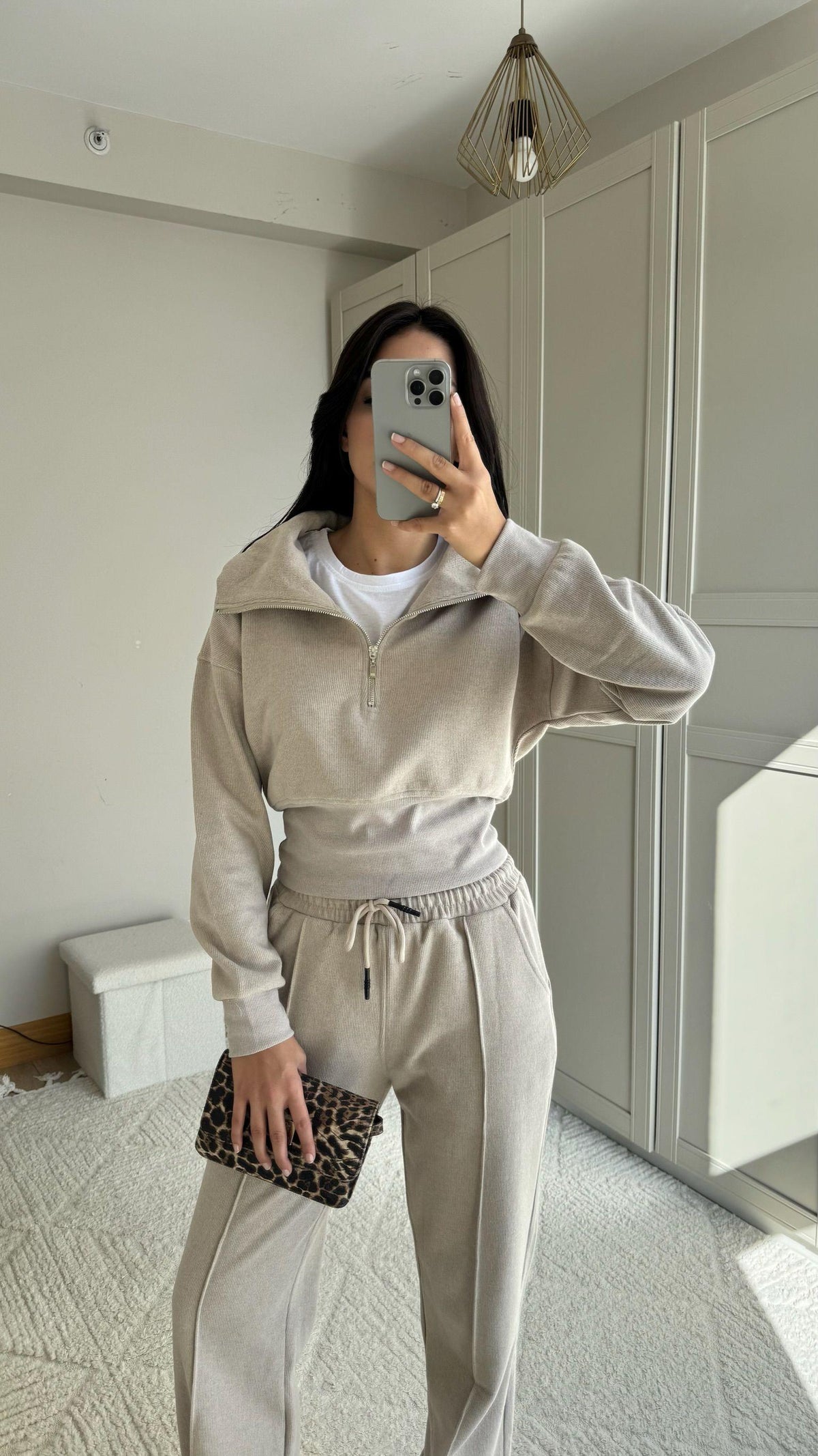 Bethany Polo Yaka Fermuarlı Takım 2619 TAŞ RENGİ