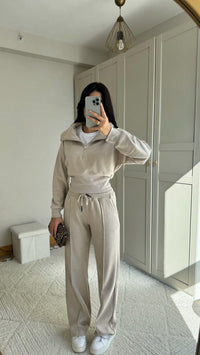 Bethany Polo Yaka Fermuarlı Takım 2619 TAŞ RENGİ