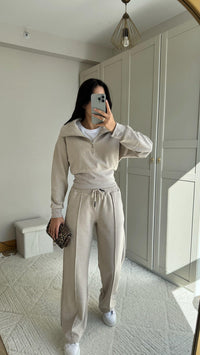 Bethany Polo Yaka Fermuarlı Takım 2619 TAŞ RENGİ