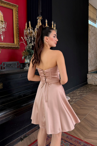 Blanca Straplez Gül Detay Mini Elbise 1101 TABA