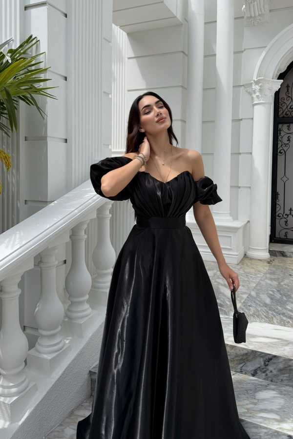 Burçak Balon Kol Prenses Abiye 401 SİYAH