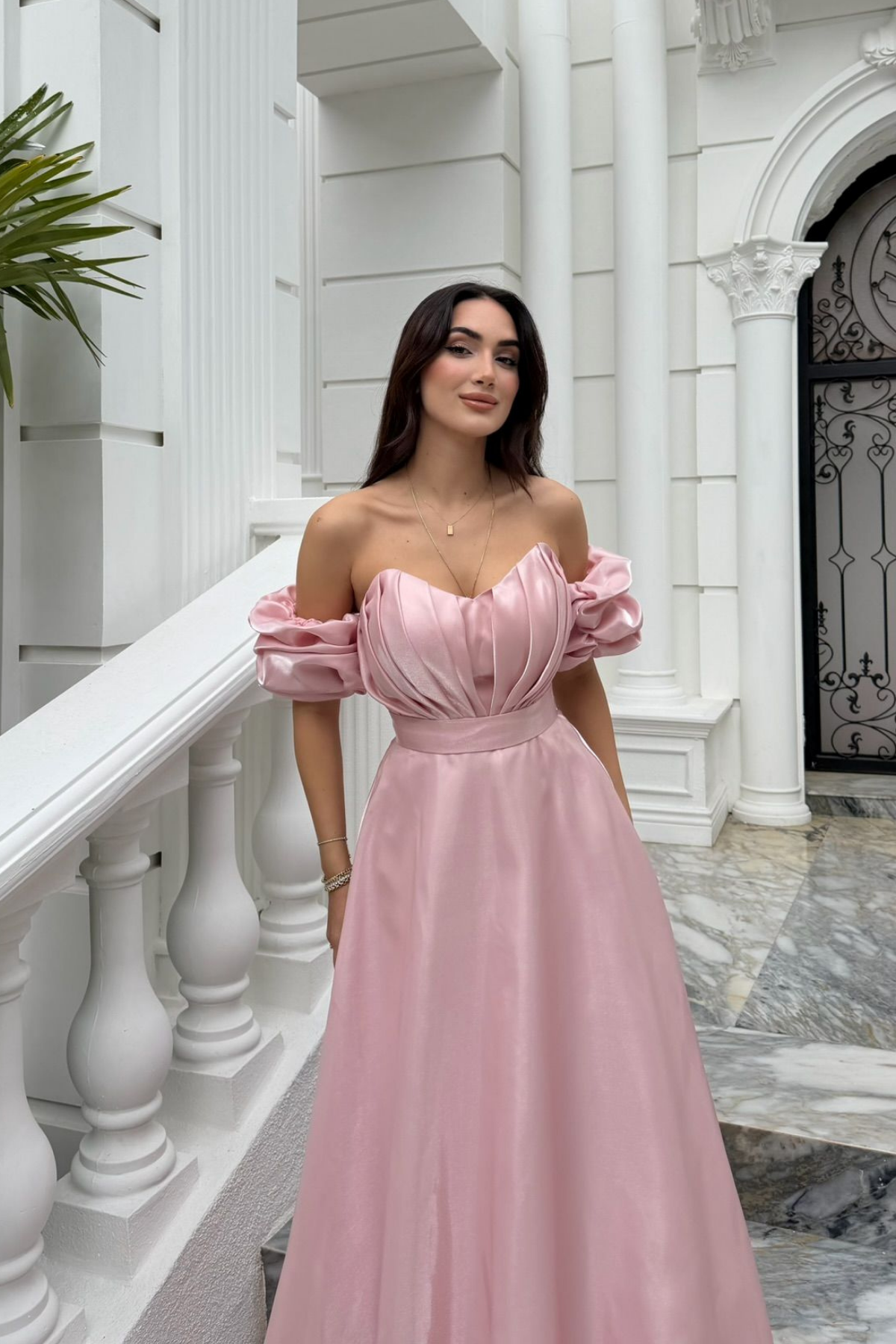 Burçak Balon Kol Prenses Abiye 401 PUDRA