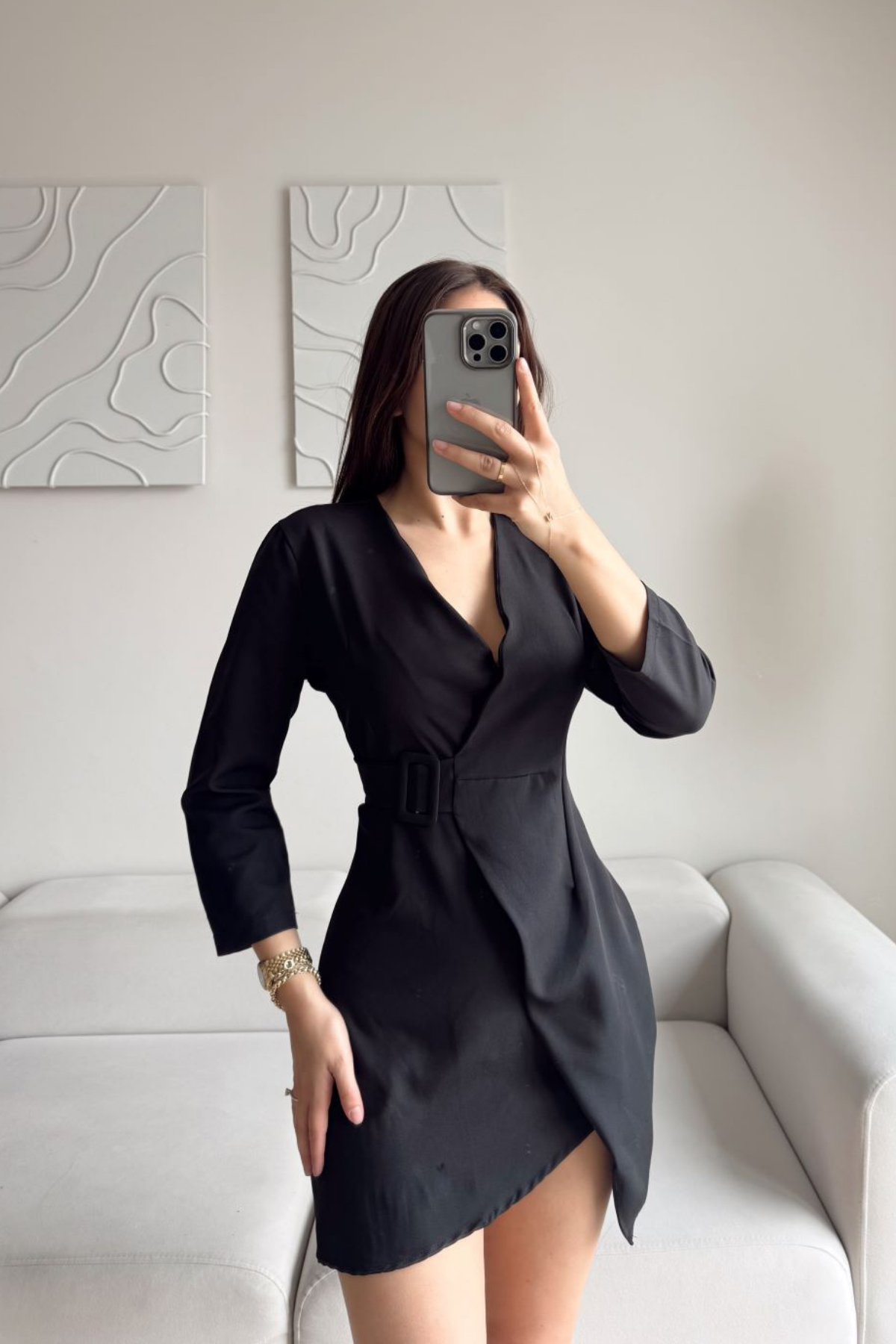 Candy Kemerli Elbise SİYAH
