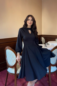 Damla Detay Elbise SİYAH