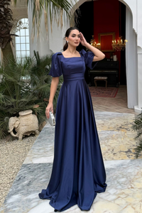 Dariah Balon Kol Saten Abiye 1121 LACİVERT