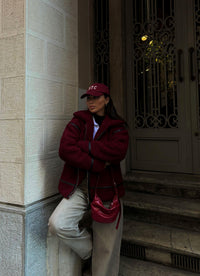 Dean Kürklü Biker Ceket 20037 BORDO